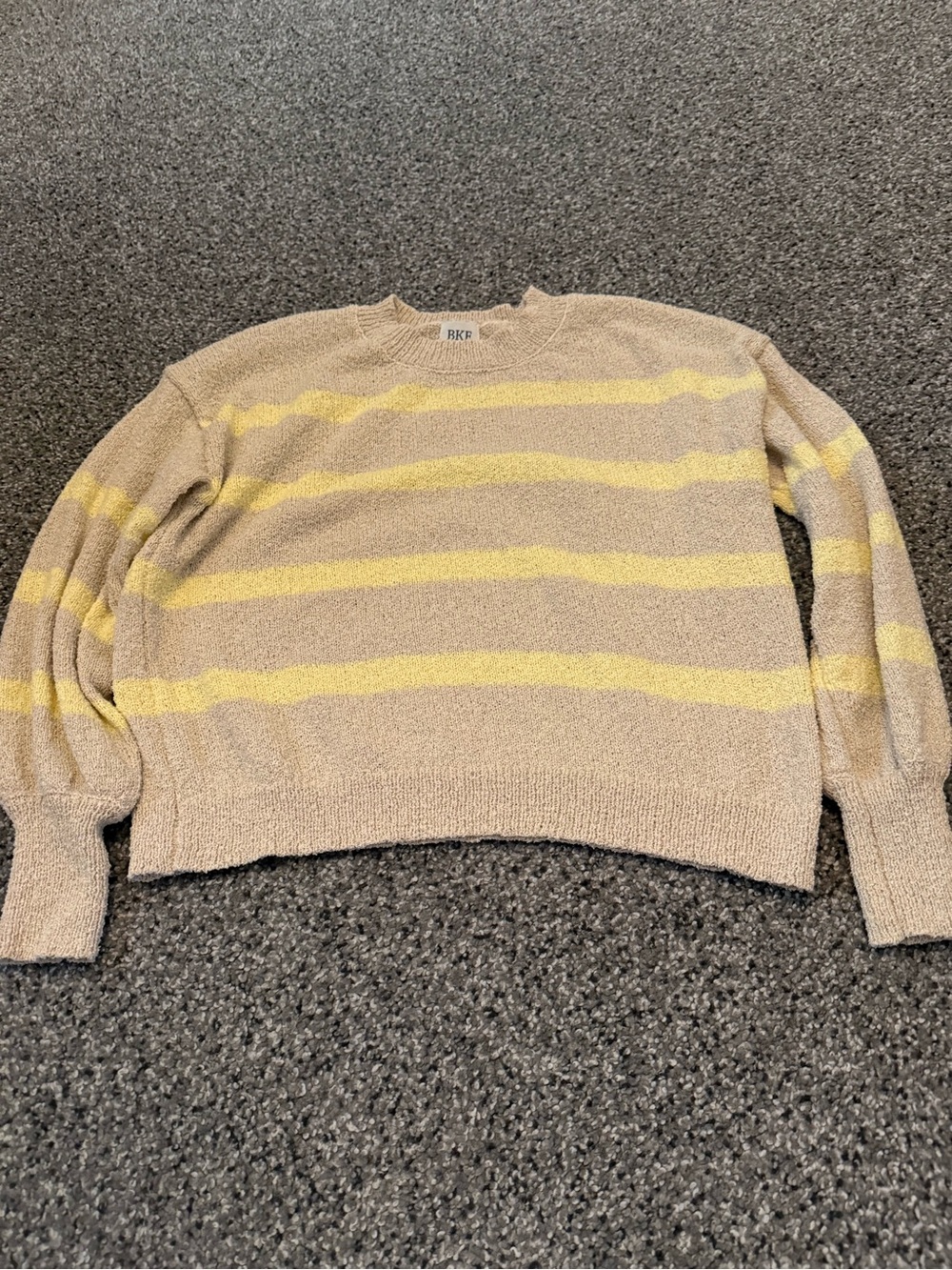 BKE Cream Sweater with Yellow Stripes